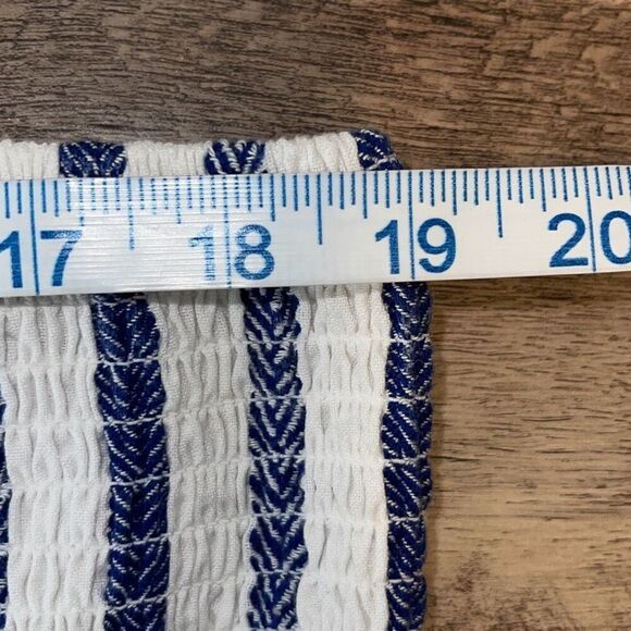 Sail to Sable STS Womens Striped Smocked Sleeveless Sundress Navy White Large NW - Picture 10 of 11